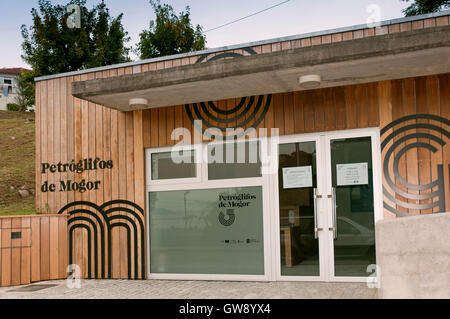 Petroglyphen von Mogor-Besucherzentrum, Marin, Pontevedra Provinz, Region Galicien, Spanien, Europa Stockfoto