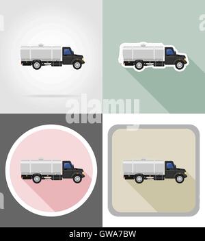 LKW mit Behälter für den Transport von Flüssigkeiten flache Symbole Vektor-Illustration auf Hintergrund isoliert Stock Vektor