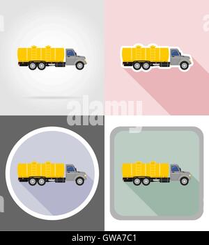 LKW mit Behälter für den Transport von Flüssigkeiten flache Symbole Vektor-Illustration auf Hintergrund isoliert Stock Vektor