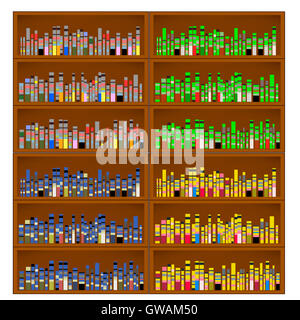 Bücher sind in den Regalen Stockfoto