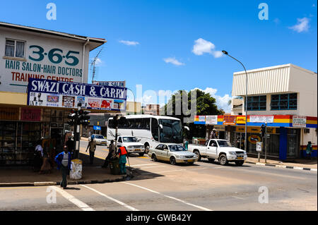 Manzini ist zweitgrößte Stadt und die wichtigsten Industriezentrum des Landes. Das Königreich Swasiland im südlichen Afrika und grenzt an Südafrika und Mosambik. Stockfoto