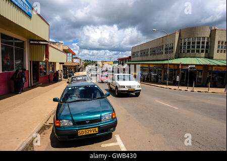 Manzini ist zweitgrößte Stadt und die wichtigsten Industriezentrum des Landes. Das Königreich Swasiland im südlichen Afrika und grenzt an Südafrika und Mosambik. Stockfoto