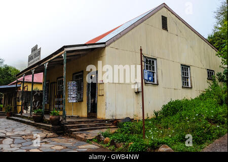 Souvenir-Shop. Pilgrim es Rest, eine Bergbaustadt Altgold in Südafrika zum Nationaldenkmal erklärt. Stockfoto