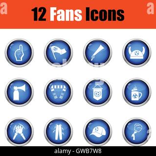 Set von Fußball-Fans-Icons. Glänzende Knopf-Design. Vektor-Illustration. Stock Vektor