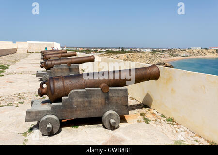 Kanone in Sagres Festung (Fortaleza Sagres), Sagres, Algarve, Portugal, Europa Stockfoto