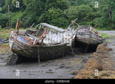 Verlassene Boote in der Nähe von Salen Isle of Mull Schottland September 2016 Stockfoto