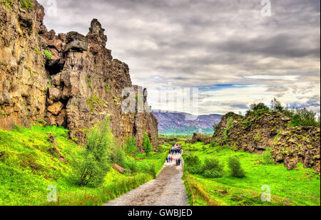 Risse des Mittelatlantischen Rückens im Thingvellir National Park - Island Stockfoto