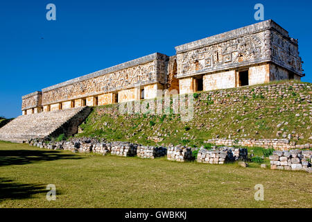 Gouverneurspalast in Uxmal, Yucatan, Mexiko Stockfoto