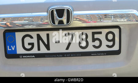 LETTISCHE Auto Nummernschild Foto Tony Gale Stockfoto