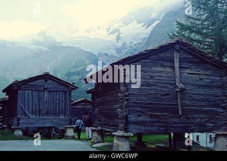 Die alten Dorfteil in Zermatt in der Schweiz. Stockfoto