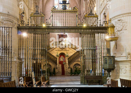 Goldene Treppe. Innenansicht der Kathedrale von Burgos. Von Diego de Siloé gemacht Stockfoto