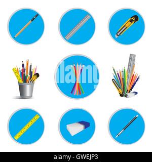Icon, Bleistift, Lineal, isoliert, Illustration, Vektor, Design, Hintergrund, Symbol, Objekt, Zeichen, Element, Schule, Web, Office, Stift Stock Vektor