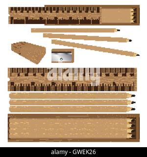 Spitzer, Zentimeter, Ausbildung, Ausrüstung, Illustration, Zoll, Instrument, isoliert, Länge, Maß, Millimeter, Objekt Stock Vektor