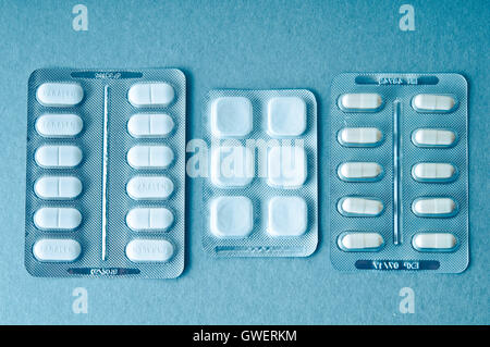 Tabletten in Blisterpackungen Stockfoto