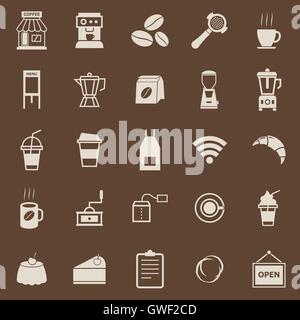 Coffee-Shop farbige Icons auf braunem Hintergrund, Lager Vektor Stock Vektor