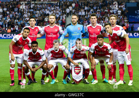 Paris, Frankreich. 13. Sep, 2016. UEFA Champions League Fußball. Paris Saint-Germain gegen Arsenal FC. Team Arsenal © Aktion Plus Sport/Alamy Live-Nachrichten Stockfoto