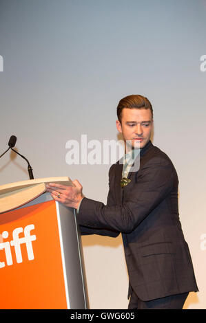 Toronto, Kanada. 13. Sep, 2016. US-Musiker und Darsteller Mitglied Justin Timberlake besucht die Vorführung des Films "Justin Timberlake und The Tennessee Kids" während der 41st jährlichen Toronto International Film Festival (TIFF), in Toronto, Kanada, 13. September 2016. Das Festival findet vom 08. bis zum 18. September. Foto: Hubert Boesl/Dpa - NO-Draht-SERVICE-/ Dpa/Alamy Live News Stockfoto