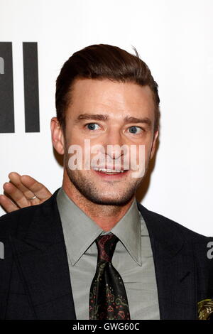 Toronto, Kanada. 13. Sep, 2016. US-Musiker und Darsteller Mitglied Justin Timberlake kommt für die Vorführung des Films "Justin Timberlake und The Tennessee Kids" während der 41st jährlichen Toronto International Film Festival (TIFF), in Toronto, Kanada, 13. September 2016. Das Festival findet vom 08. bis zum 18. September. Foto: Hubert Boesl/Dpa - NO-Draht-SERVICE-/ Dpa/Alamy Live News Stockfoto