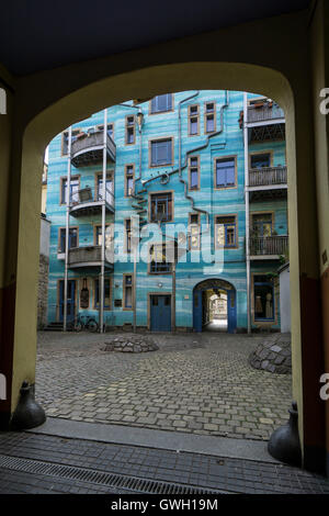 Dresden, Hof des Wassers in der Kunsthofpassage Im Neustaedter Szeneviertel Stockfoto