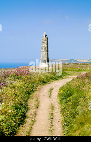 Guglielmo Marconi in Poldhu, Cornwall, England UK Website der erste transatlantische Funkübertragung auf SW Coast Path-Denkmal Stockfoto