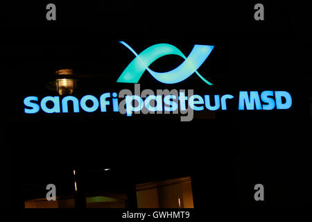 Logo der Marke "Sanofi Pasteur MSD", Berlin. Stockfoto