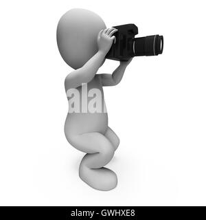 Fotos Charakter zeigt digitale DSLR-Kamera und Fotografie Stockfoto