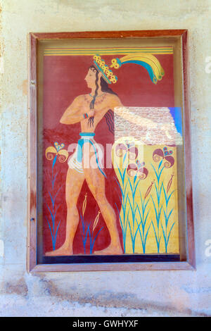 Prinz von Lilien Putz Relief in Knossos Palastruinen, Crete Stockfoto