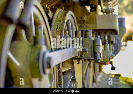 Schienenräder bei Steam Lokomotive Nummer 444, betrieben in Florida bis 1938, als es von Diesel-Motor ersetzt wurde Stockfoto