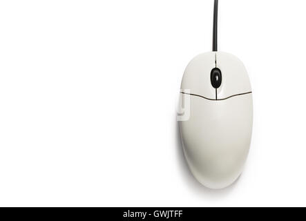 Computer-Maus auf weißem Hintergrund in Nahaufnahme Stockfoto