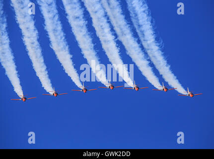 Spanische Luftwaffe Team (BoerseBZ Aguila) CASA C-101EB Aviojet bei Airpower 2016 in Zeltweg, Österreich Stockfoto