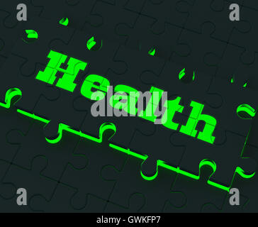 Gesundheit-Puzzle zeigt gesunde medizinische Pflege und Wohlbefinden Stockfoto