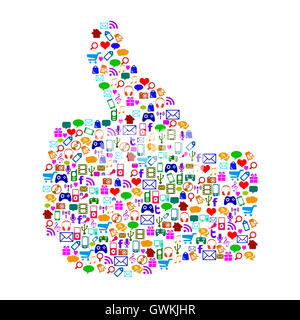 Thumbs Up Symbole zeigt folgen, Apps und Internet-Symbole Stockfoto