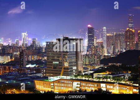 Innenstadt in Hong Kong bei Nacht Stockfoto
