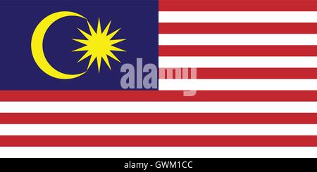 Malaysia Fahne, Farben und Proportionen, genaue Vector Illustration. Stock Vektor