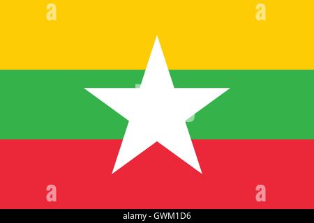 Myanmar Flagge Myanmar Flagge, Farben und Proportionen, genaue Vector Illustration. Stock Vektor