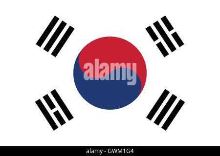 Südkorea Flagge, genaue Vektor-Illustration. Stock Vektor