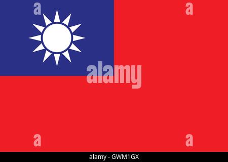 Taiwan-Flagge. Republik China Flagge, offiziellen Farben und Proportionen, Vektor-Illustration. Stock Vektor