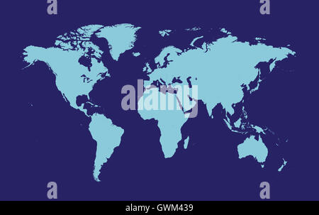 Welt Karte Vektor flache blaue Farbe Stockfoto