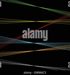 Multi farbige Lazer Linien auf einem schwarzen kontrastierenden Hintergrund festlegen Stock Vektor