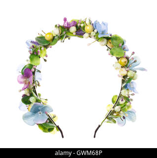 Haar-Accessoires. Künstliche Blumen Hoop. Schönheit. Mode. isoliert auf weiss Stockfoto