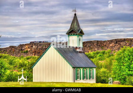 Die Kirche in Thingvellir National Park - Island Stockfoto