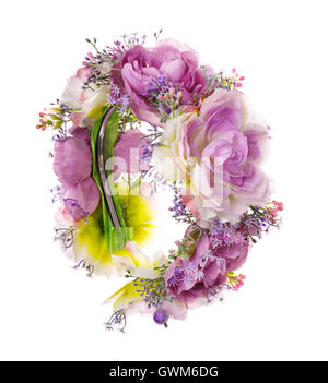 Haar-Accessoires. Künstliche Blumen Hoop. Schönheit. Mode. isoliert auf weiss Stockfoto