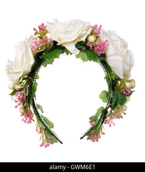 Haar-Accessoires. Künstliche Blumen Hoop. Schönheit und Mode. isoliert auf weiss Stockfoto