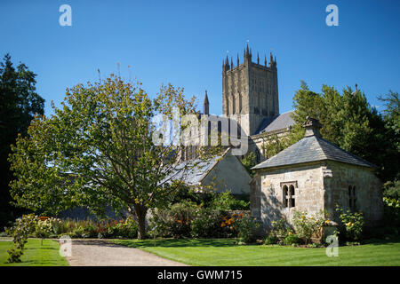 Wells Cathedral Church aus dem Bischof Gärten Stockfoto