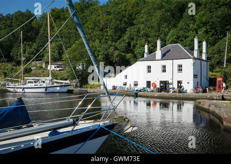 Crinan Cafe auf dem Crinan Meer Schloss, Lochgilphead, Schottland Stockfoto