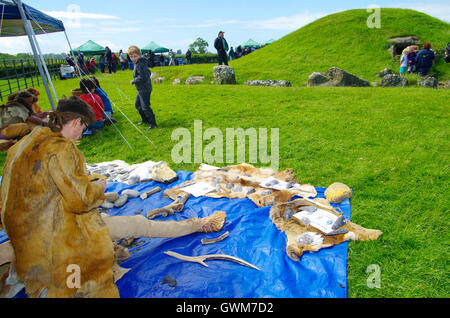 Besucher-Tag am Bryn Celli Ddu neolithische Grabkammer, Stockfoto