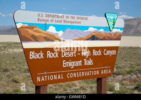 Eingang-Zeichen, Black Rock Desert hohe Rock Canyon Emigrant Trails National Conservation Area, Nevada Stockfoto