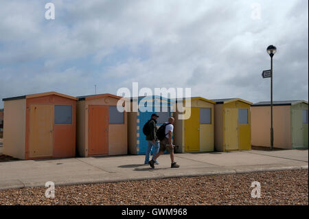 Strandhütten auf das Vorland, Seaford, East Sussex, UK Stockfoto