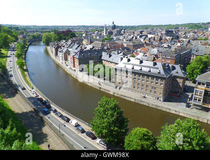 Schöne Aussicht auf Namur Stadt gesehen von Zitadelle von Namur, Belgien Stockfoto