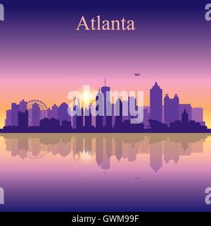 Atlanta-Silhouette auf Sonnenuntergang Hintergrund Stock Vektor